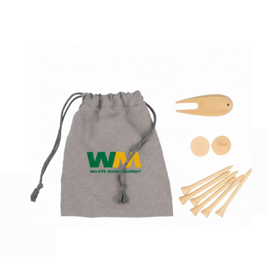Custom Bamboo Golf Tee Set with Recycled Pouch with your logo