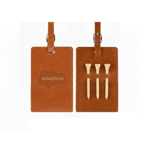 Custom Leather Golf Bag Tag and Tee Set