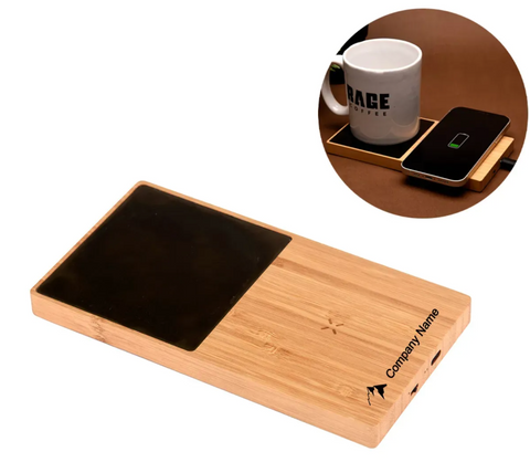 Custom Bamboo Coffee Mug Warmers with Wireless Charger